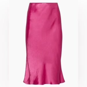 Aritzia satin fuschia midi skirt size 2